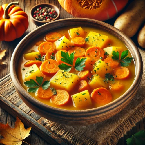 herbstlicher kürbis-eintopf